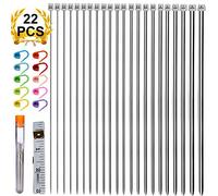 ARPDJK 11 pares juegos de agujas de tejer de acero inoxidable de 35 cm largo, con marcas de puntada, grandes agujas, cinta métrica, 2 mm, 2,5 mm, 3 mm, 3,5 mm, 4 mm, 4,5 mm, 5,5 mm, 6 mm, 7 mm, 8 mm