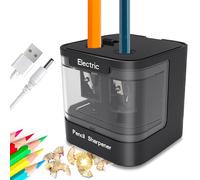 ARPDJK Electric Pencil Sharpener Sacapuntas eléctrico con recipiente, USB Batteria Doble Agujero Portátil Electrónico Automático Sacapuntas eléctrico para niños y adultos, Negro