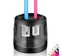 ARPDJK Sacapuntas eléctricos, USB y alimentación de batería, 6 cuchillas, 2 agujeros, automático de escritorio con gran contenedor para niños, artista, salón de clase y oficina