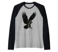 Arpía águila en Vuelo Wildlife Art Camiseta Manga Raglan