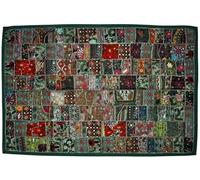 Arprani Tapiz indio - Colgante de pared hecho a mano - Tapices bordados de patchwork - Arte de pared con recortes vintage de sari - Decoración bohemia y étnica para colgar en la pared