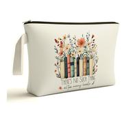 ARPTCN Bolsa de maquillaje para amantes de los libros, diseño floral del club de libros, regalos temáticos vintage para lectores, bibliotecarios literarios, profesores, bolsas de viaje para mujeres