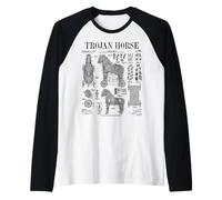 Arqueología Arqueólogo Caballo de Troya Divertido Vintage Patente Camiseta Manga Raglan