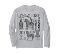 Arqueología Arqueólogo Caballo de Troya Divertido Vintage Patente Manga Larga