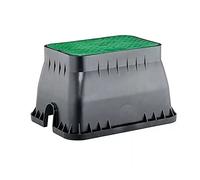Arqueta de riego rectangular estándar [40 x 27 x 30 cm] Cuerpo de Polipropileno negro, resistentes a la intemperie y al impacto de los agentes meteorológicos. Capacidad 4/6 electroválvulas