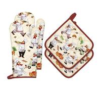 Arquiel Guante De Horno Agarraderas, 100% AlgodóN Guante De Cocina Resistente Al Calo Grueso Seguro para Cocinar, Hacer Barbacoas Microondas Y para La Chimenea Regalo(Cocinero)