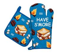 Arquiel Guante De Horno Agarraderas, 100% AlgodóN Guante De Cocina Resistente Al Calo Grueso Seguro para Cocinar, Hacer Barbacoas Microondas Y para La Chimenea Regalo(Tema de Camping)