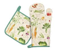 Arquiel Guante De Horno Agarraderas, 100% AlgodóN Guante De Cocina Resistente Al Calo Grueso Seguro para Cocinar, Hacer Barbacoas Microondas Y para La Chimenea(Frutas y Verduras Retro)