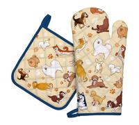 Arquiel Guante De Horno Agarraderas, 100% AlgodóN Guante De Cocina Resistente Al Calo Grueso Seguro para Cocinar, Hacer Barbacoas Microondas Y para La Chimenea(Perro de Dibujos Animados)