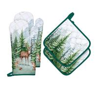 Arquiel Guante De Horno Agarraderas, 100% AlgodóN Guante De Cocina Resistente Al Calo Grueso Seguro para Cocinar, Hacer Barbacoas Microondas Y para La Chimenea Regalo(Animales del Bosque)