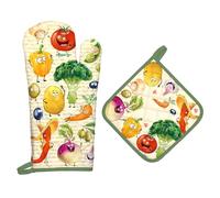 Arquiel Guante De Horno Agarraderas 2PCS, 100% AlgodóN Guante De Cocina Resistente Al Calo Grueso Seguro para Cocinar, Hacer Barbacoas Microondas Y para La Chimenea Regalo(Interesante Verduras)