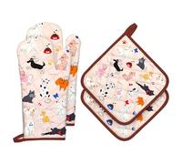 Arquiel Guante De Horno Agarraderas 4PCS, 100% AlgodóN Guante De Cocina Resistente Al Calo Grueso Seguro para Cocinar, Hacer Barbacoas Microondas Y para La Chimenea Regalo(Hermoso Perros)