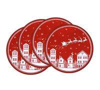 Arquiel Juego de 4 Manteles Individuales de Cocina, Alce Rojo Navidad Salvamanteles Individuales Lavables de Esteras, Doble Capa, Resistentes al Calor Antideslizante Fácil de Limpiar,33x48CM