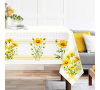 Arquiel Mantel de Primavera y Verano de 60 x 120 Pulgadas, Impermeable, Lavable, Resistente a Las Manchas, para Fiesta, Picnic, Cena, decoración (Margaritas)