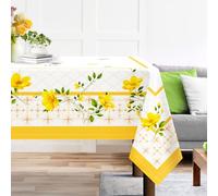Arquiel Mantel de Primavera y Verano, Mantel de Flores Silvestres Amarillas, Impermeable, Resistente a Las Manchas, para Fiesta, Picnic, Cena, decoración (152 x 213 cm)