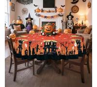 Arquiel Mantel Rectangle, Halloween Witch Naranja Murciélagos Negro Mantel Impermeable Antimanchas Lavable Duradera Verde para Cocina Comedor Fiestas Primavera Verano(155Cm)