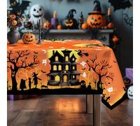 Arquiel Mantel Rectangle, Halloween Witch Naranja Murciélagos Negro Mantel Impermeable Antimanchas Lavable Duradera Verde para Cocina Comedor Fiestas Primavera Verano(304X152Cm)