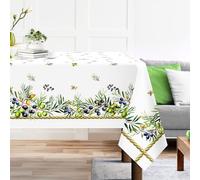 Arquiel Mantel Rectangle Olivos, Manteles de Flores Olivos Azul Mantel Impermeable Antimanchas Poliéster Lavable Duradera para Cocina Comedor Fiestas(152 x 213 cm)