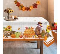 Arquiel Mantel Rectángula Flor Naranja, Manteles Hoja De Arce Calabaza Pavo Flores Mantel Impermeable Antimanchas Poliéster Lavable Duradera para Cocina Comedor Fiestas Otoño(140×180cm)