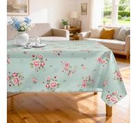 Arquiel Mantel Rectángula Floral Rosas Verde, Mantel PoliéSter Mantel De Tela Antimanchas Lavable Duradera para Cocina Comedor Fiestas Primavera/Verano Otoño (152cm X 213cm)