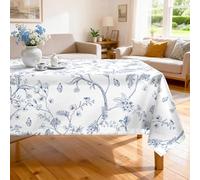 Arquiel Mantel Rectángula Pájaro Flores Azul, Manteles Flores De Campo Francés Mantel Chinoiserie Impermeable Antimanchas Poliéster Lavable Duradera para Cocina Comedor Fiestas (152×264cm)