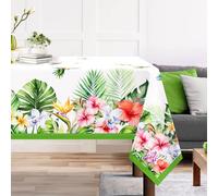 Arquiel Mantel Rectángula Tropical Flores, Manteles Hojas De Palma Verde Mantel Impermeable Antimanchas Poliéster Lavable Duradera para Cocina Comedor Fiestas (152×213cm)