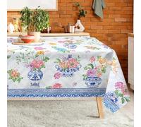 Arquiel Mantel Rectangular 152x213 cm de Tela Lavable, Estampado de Hortensias Azules en Jarrón, Primavera Verano para Cocina y Comedor