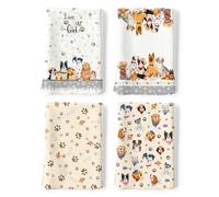 Arquiel PañOs De Cocina Perro 4 Piezas, Cotton Toallas De Cocina Suaves Absorbentes DecoracióN De Limpieza Comedor Banquete De Bodas Buffet Familiar Amante De Los Perros 48 X 70 Cm