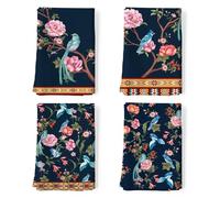 Arquiel Paños y Toallas de Cocina Algodón Set de 4 - 100% Algodón, Suaves y Absorbentes para Plato, Té y Barra - 48 x 70CM Flores y Pájaros Retros