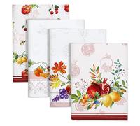 Arquiel Paños y Toallas de Cocina Algodon Set de 4, Toallas de Plato 100% Algodón Paño de Cocina Suaves y absorbentes Toallas de té y Toallas de Barra 48 x 70CM Fruta