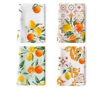 Arquiel Paños y Toallas de Cocina Algodon Set de 4, Toallas de Plato 100% Algodón Paño de Cocina Suaves y absorbentes Toallas de té y Toallas de Barra 48 x 70CM Limón