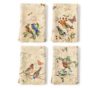 Arquiel Paños y Toallas de Cocina Algodon Set de 4, Toallas de Plato 100% Algodón Paño de Cocina Suaves y absorbentes Toallas de té y Toallas de Barra 48 x 70CM pájaros Retros