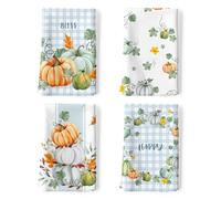 Arquiel Paños y Toallas de Cocina Algodon Set de 4, Toallas de Plato 100% Algodón Paño de Cocina Suaves y absorbentes Toallas de té y Toallas de Barra 48 x 70CM Calabazas