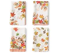 Arquiel Paños y Toallas de Cocina Algodon Set de 4, Toallas de Plato 100% Algodón Paño de Cocina Suaves y absorbentes Toallas de té y Toallas de Barra 48 x 70CM Hoja De Arce Ardilla