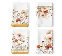 Arquiel Set de 4 Paños y Toallas de Cocina 100% Algodón - Suaves y Absorbentes para Platos, Té y Barra - 50 x 70CM - Diseño de Flores y Plantas Boho