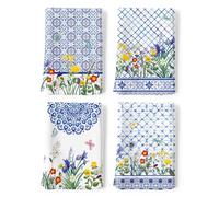 Arquiel Toalla de cocina retro de flores silvestres, 100 % algodón, secado rápido, 48 x 70 cm, toallas de mano para regalos de inauguración de la casa, comedor, hogar, boda, banquete, bufé (juego de 4