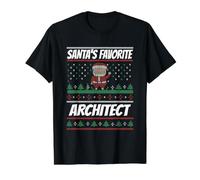 Arquitecto Favorito de Santa Arquitecto de Navidad Camiseta gráfica económica, Hombre, Negro, S