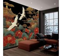 Arquitectura China Antigua Flores Pájaros Murales De Papel Pintado 500 x 280 cm, Fotomurales Pared Tejido No Tejido Multicolor Decorativos Murales póster para Dormitorio Salón TV Pared