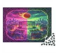 Arquitectura Ciudad Fantasía Puzzle de 1000 Piezas Papel para Adultos Escena Nocturna Ciudad Bicolor Relajación Decoración Hogar Interacción Familiar Regalo Festivo 70x50cm/1000pcs