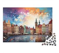 Arquitectura clásica Europea Puzzle de 1000 Piezas Papel para Adultos Escena de Ciudad Colorida Juego de Puzzle 1000 Piezas Relajación Familia Regalo 38x26cm/1000pcs