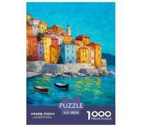 Arquitectura Costera Puzzle 1000 Piezas De Madera para Hombres Mujeres Mayores Una Noche Cálida Juego Rompecabezas Juguetes 38x26cm/1000pcs