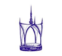 Arquitectura de pabellón asiático dibujada a mano, pagoda tradicional, arquitectura de edificios japoneses o nepaleses, pintura en tinta Calcomanías de vinilo para murales y paredes 34x67.1cm