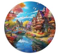 Arquitectura de paisaje urbano rompecabezas 1000 piezas River Bosque redondo rompecabezas juego casual decoración del hogar para decoración de interiores, regalos 1000pcs (67.5x67.5cm)
