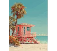 Arquitectura De Playa Diamond Painting Adultos Kits, 5D Taladro Redondo Diamantes Painting Niños Pintura, Diamant Art Bordado Punto Cruz Cuadros, Arte Mosaico For Decoración Pared Del 20x30cm hJ8-542