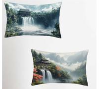 Arquitectura Funda Cojin 70x90 Juego de 42, Waterfalls Rectangular Funda Almohada 70x90cm con Cremallera Oculta, Suave Terciopelo Fundas Cojines, Fundas de Cojines para Sofá Cama Silla o Jardín F-3017