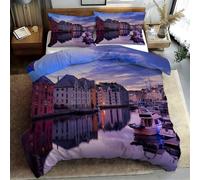 Arquitectura Funda Nórdica Agua del Lago Juego de Cama de 3 Piezas Microfibra Juego de Funda de Edredon 155x220 cm y 2 Fundas de Almohada 50x75 cm, con Cremallera T824