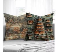Arquitectura Fundas de Cojines 30x50cm,Árbol Fundas para Sofa xxl Juego de 2 Ultrasuave Cómodo Cuadrado Cojines Exterior con Cremallera Invisible para Silla Dormitorio halloween Decorar Regalos R1-917
