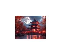 Arquitectura japonesa Pintar por Numeros Adultos, Luminiscencia Cuadros para Pintar por Numeros Luna, Kit Pintura 100x135 CM para Regalo Mujer Luminiscencia Cuadros Decoracion Salon Modernos GYYH-9986