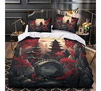 Arquitectura Juego De Funda De EdRojoón 3D Funda Nórdica Juego De Cama Estilo Japonés Funda De EdRojoón Juego De Niños Y Niñas con Cierre De Cremallera King（220x240cm）