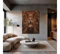 Arquitectura Medieval De Bodegas Lienzo Pared Decorativo Sin Marco, Marrón Barriles De Campo Mesa Larga Cuadros Pintados Sobre Lienzo Impresiones, Para Sala De Estar Dormitorio Baño Cocina, 80X120Cm